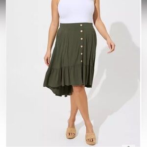 Torrid Midi Lenny Hi Low Tiered Skirt